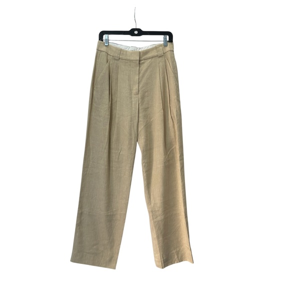 NWT $495 A.L.C Flynn Wide Leg Linen PantIn Buttercream Size 4